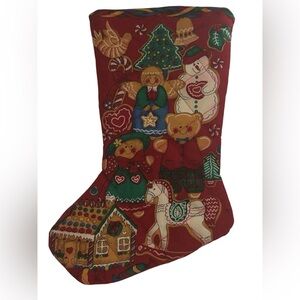 HANDMADE VINTAGE CHRISTMAS STOCKING TEDDY BEAR ANGEL SNOWMAN